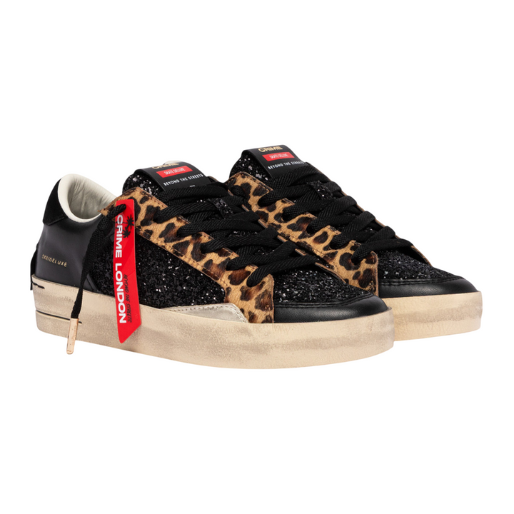 CRIME LONDON SNEAKER SK8 DELUXE BLACK CHEETAH