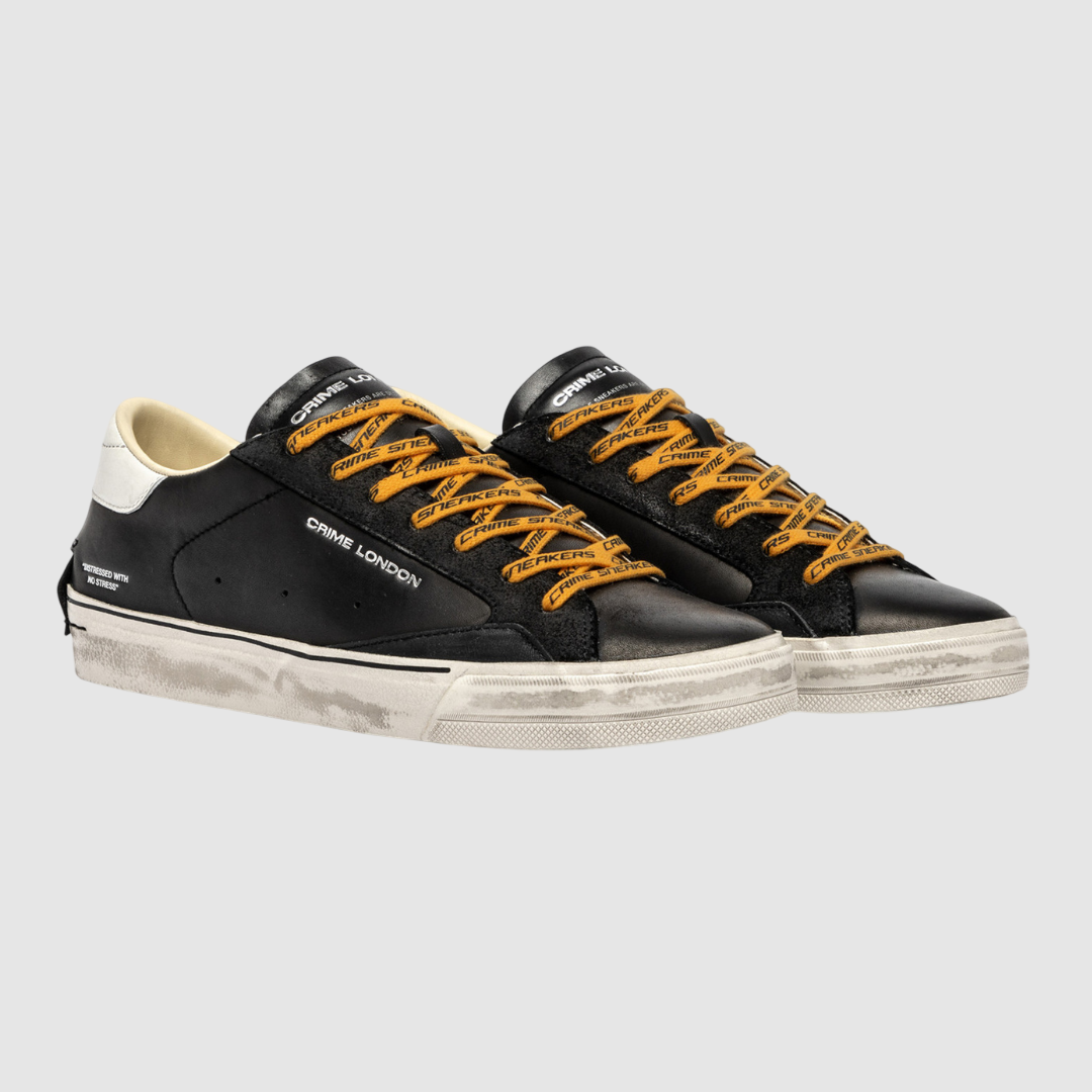 CRIME LONDON SNEAKER DISTRESSED DUSKY BLACK