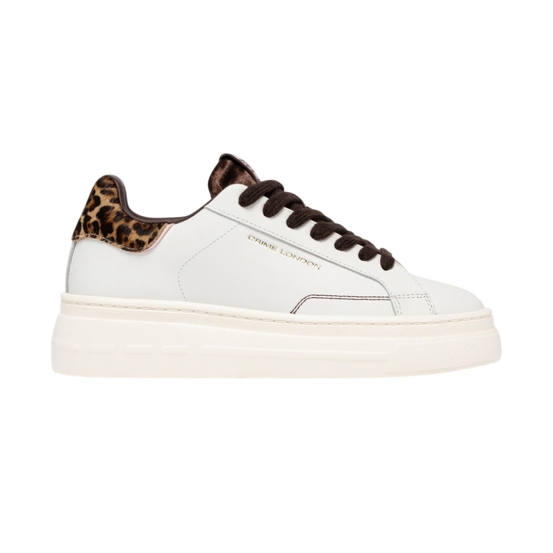 CRIME LONDON New Elevate White Cheetah Sneaker