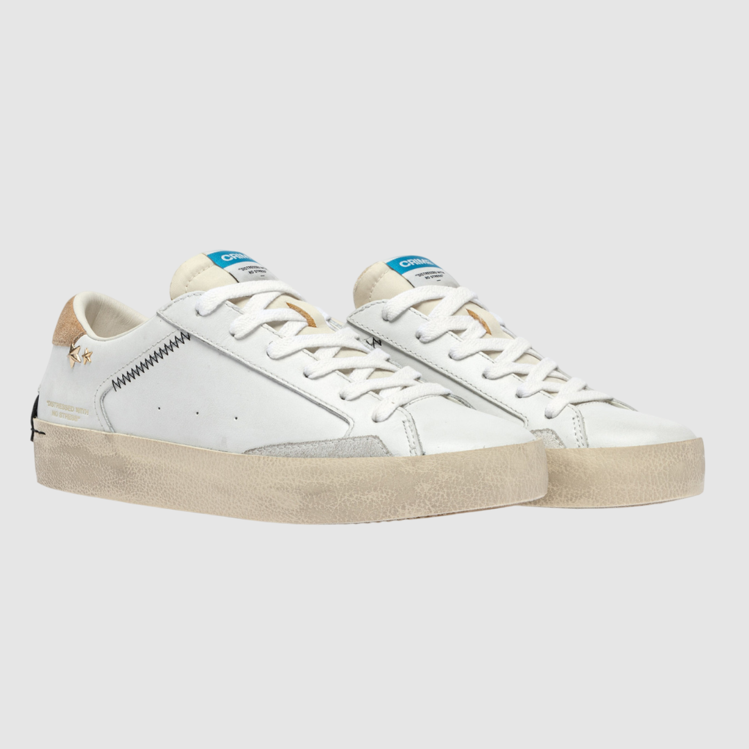 CRIME LONDON SNEAKER DISTRESSED WHITE AMBER