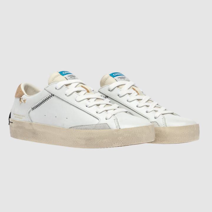CRIME LONDON SNEAKER DISTRESSED WHITE AMBER