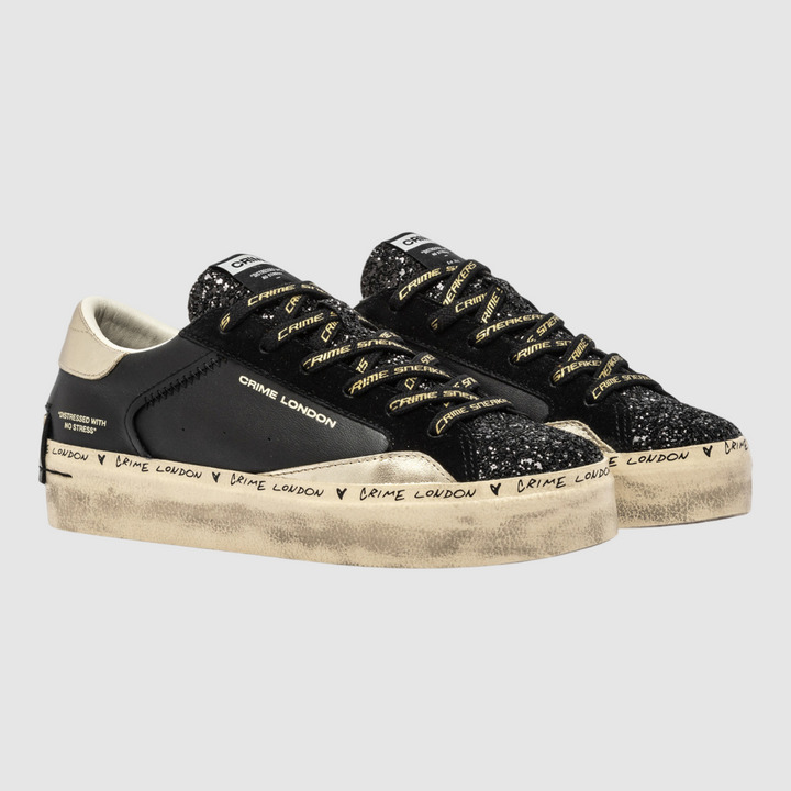 CRIME LONDON SNEAKER DISTRESSED PLATFORM BLACK DUSK