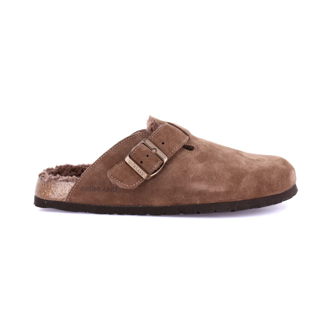 GRUNLAND BOBO Sabot Uomo Fodera in Teddy Terra