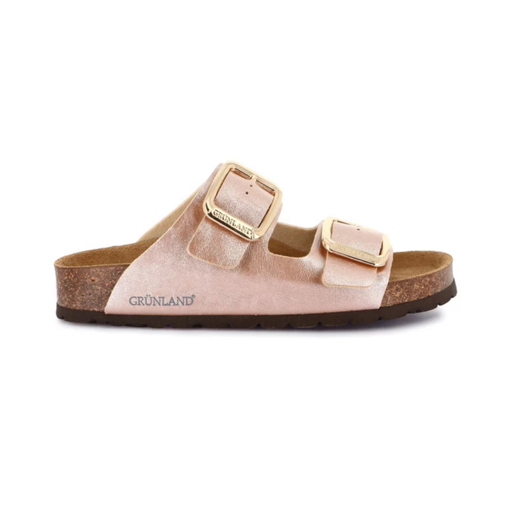 GRUNLAND Ciabatta ENNY Laminata con Maxi-Fibbie Cipria
