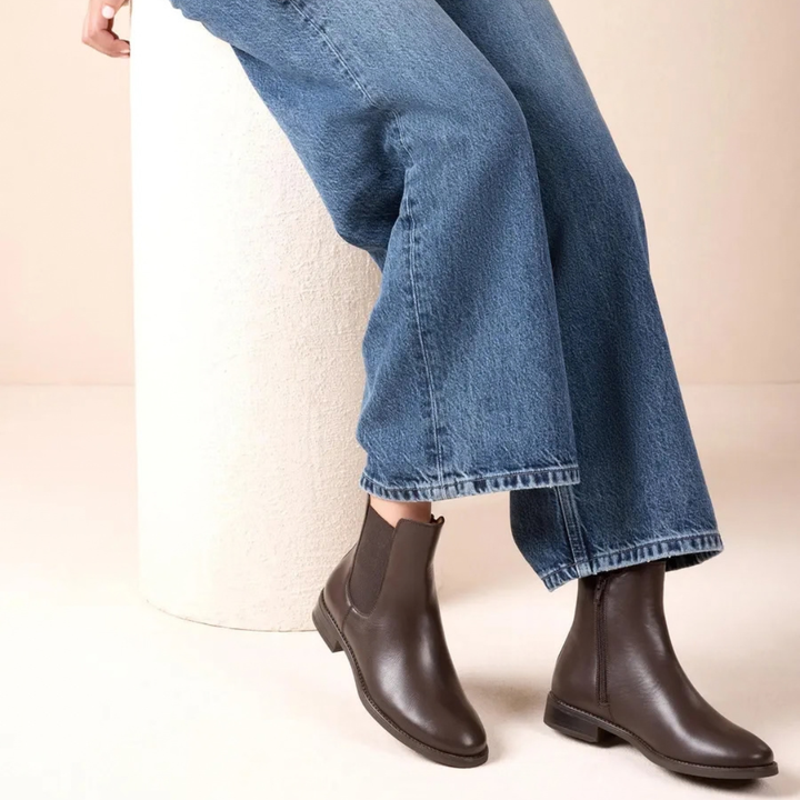 UNISA Dark Brown Leather Ankle Boot