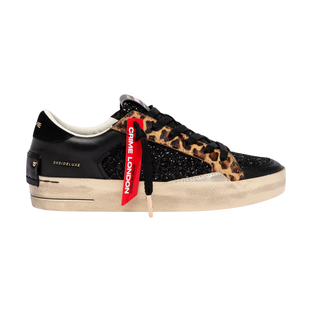 CRIME LONDON SNEAKER SK8 DELUXE BLACK CHEETAH