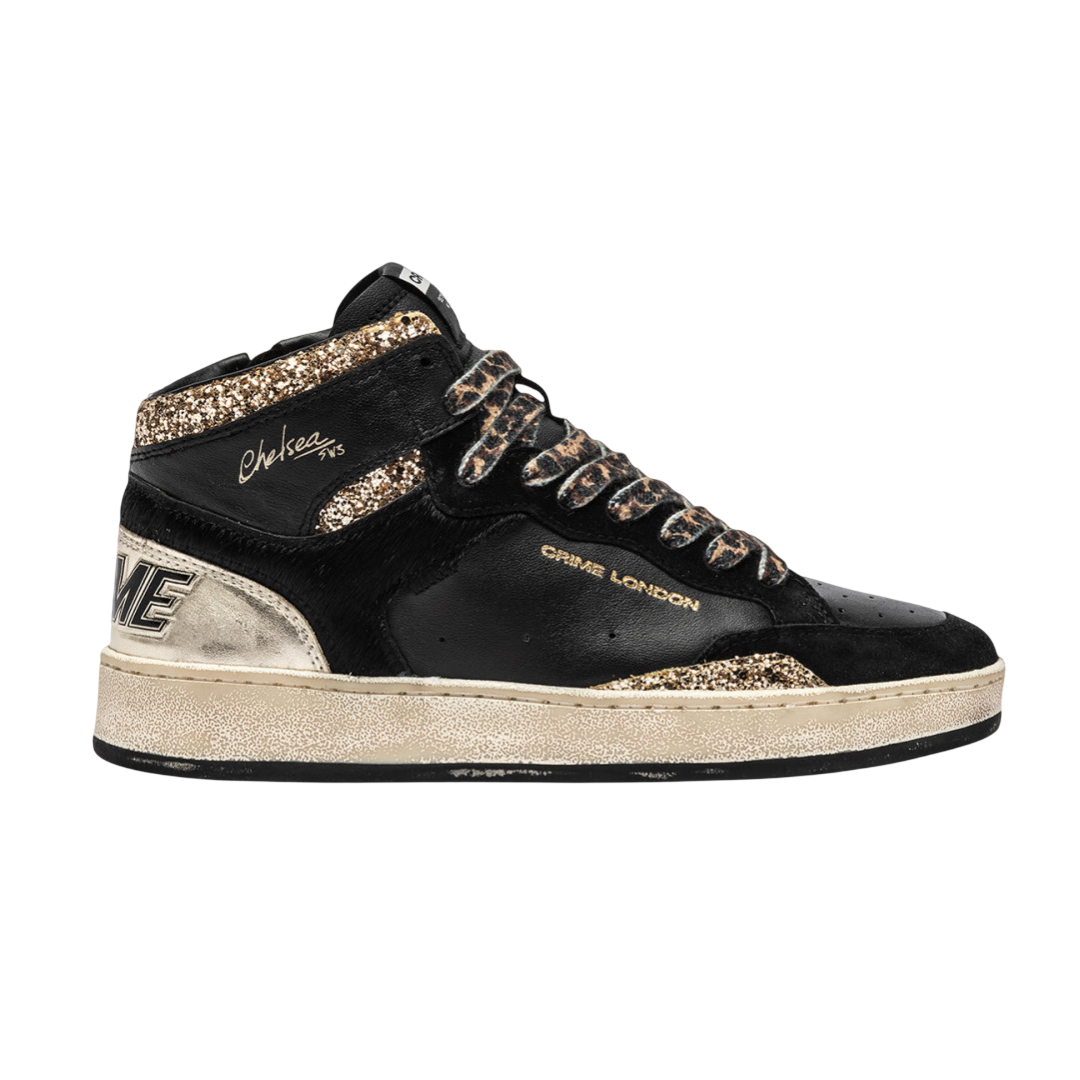 CRIME LONDON SNEAKER CHELSEA HIGH MIDNIGHT GOLD