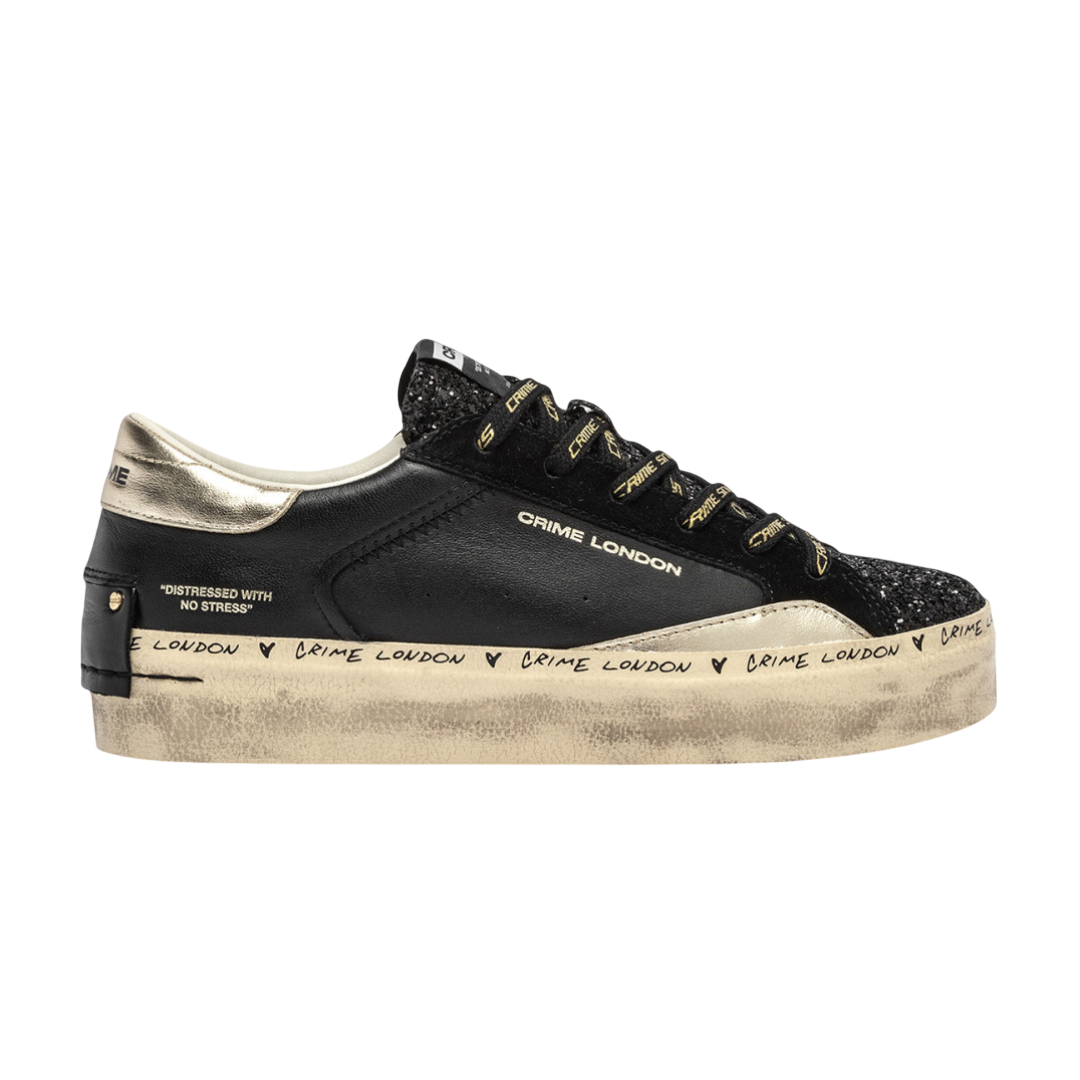 CRIME LONDON Sneaker Distressed Platform Black Dusk