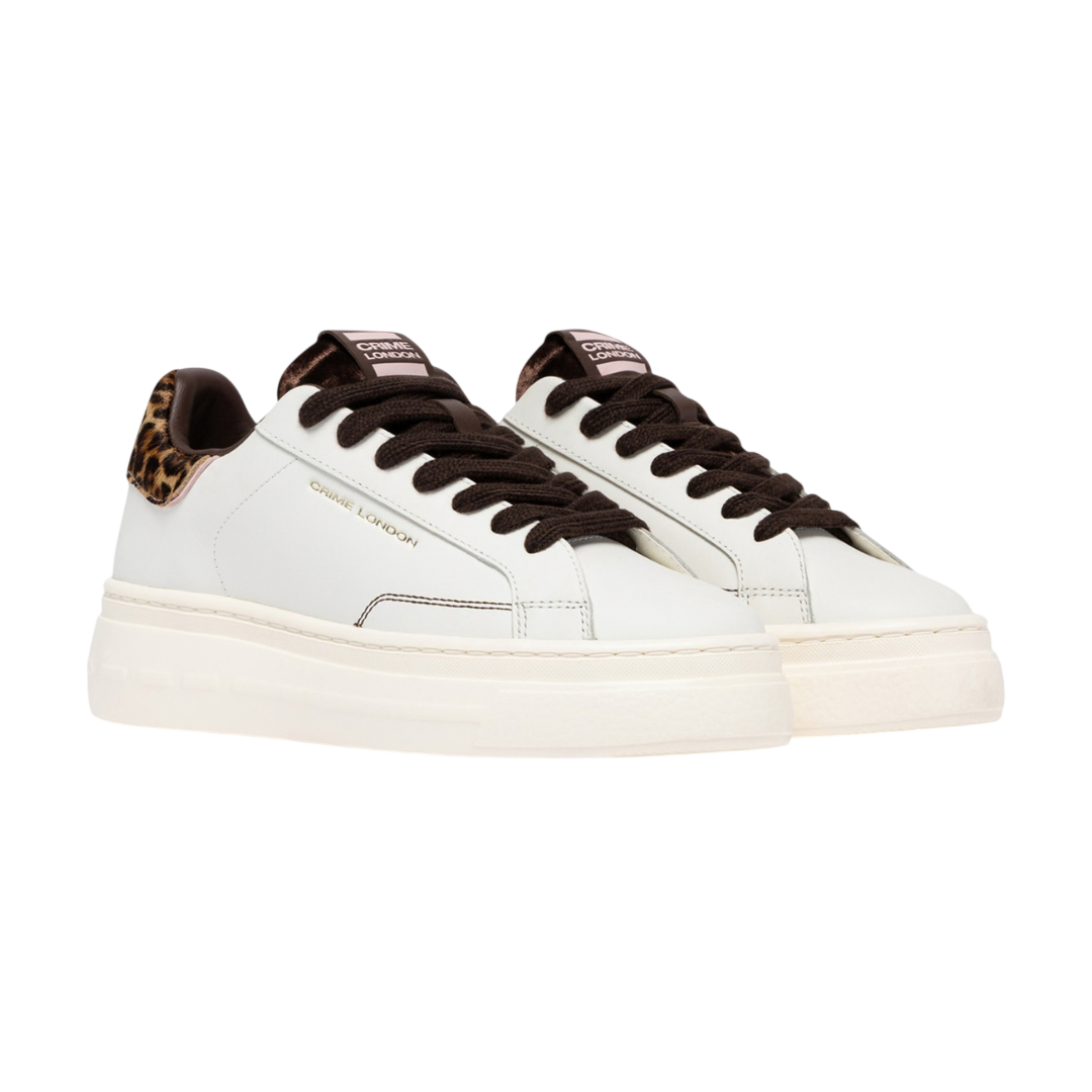 CRIME LONDON New Elevate White Cheetah Sneaker