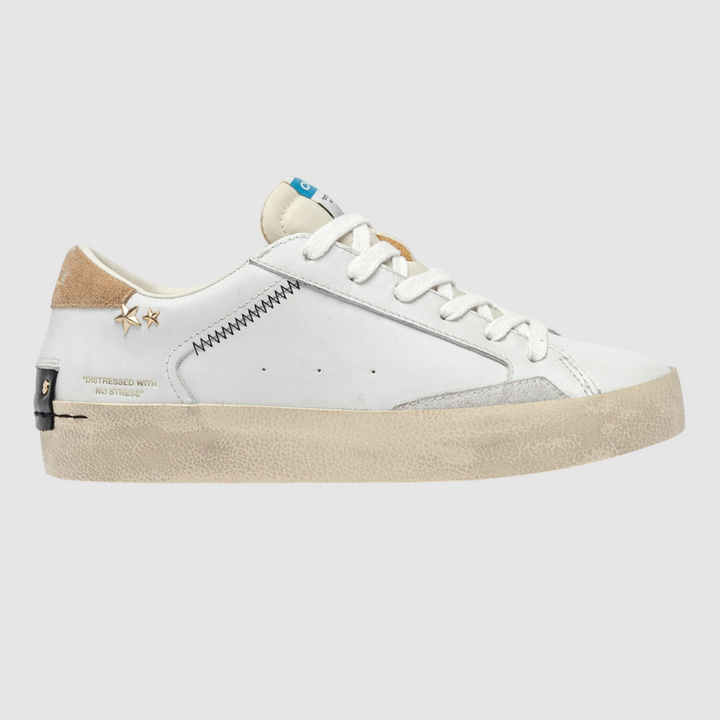 CRIME LONDON SNEAKER DISTRESSED WHITE AMBER