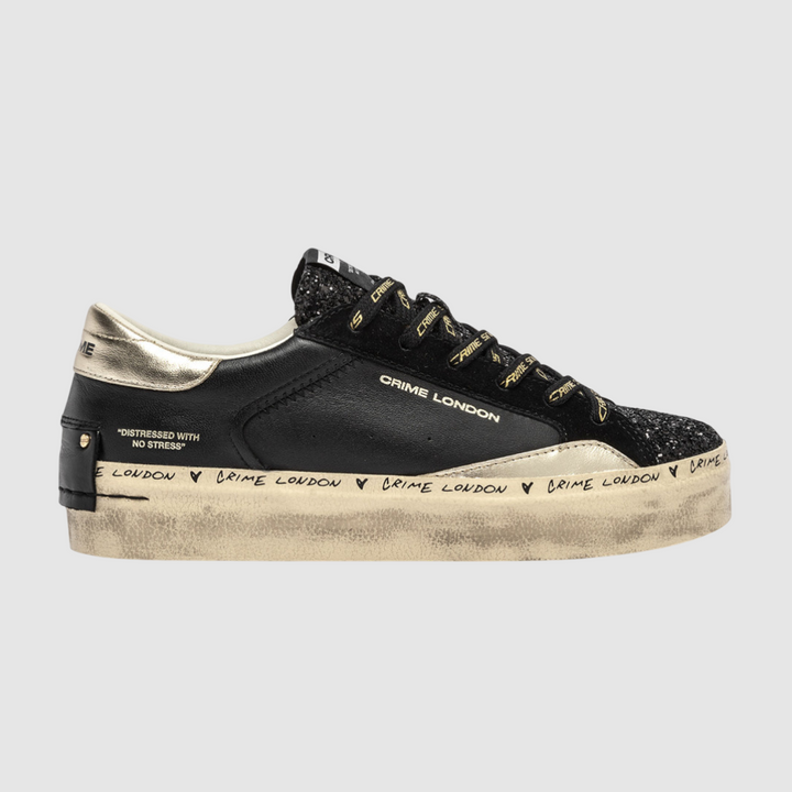 CRIME LONDON SNEAKER DISTRESSED PLATFORM BLACK DUSK