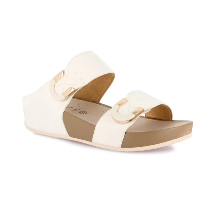 GRUNLAND DIRA Slipper with double hook-and-loop strap White