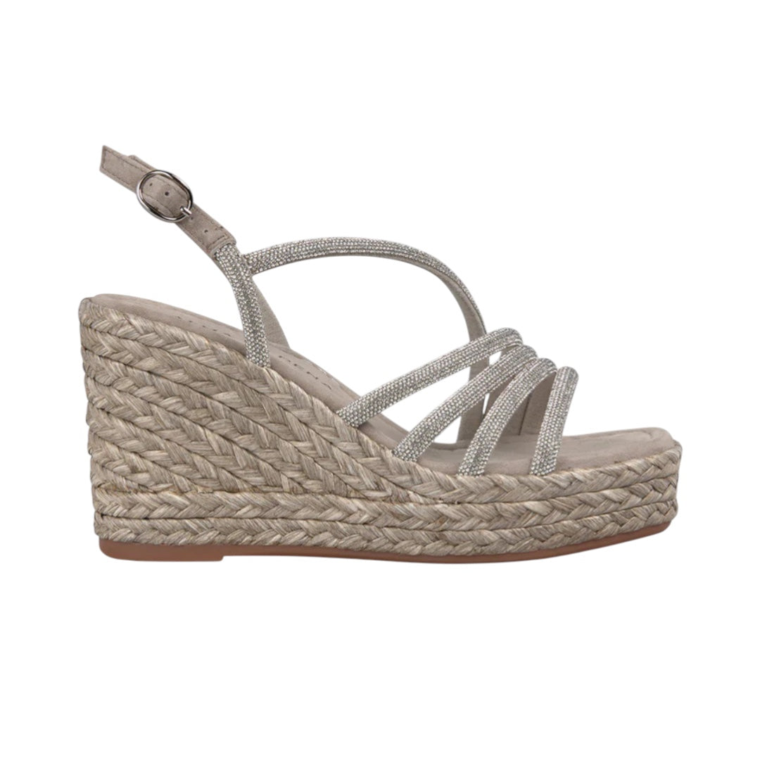 ALMA EN PENA Sandalo Zeppa Strass Suede Taupe