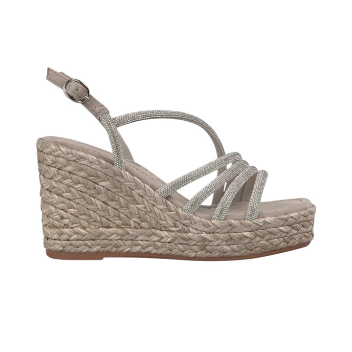 ALMA EN PENA Sandalo Zeppa Strass Suede Taupe