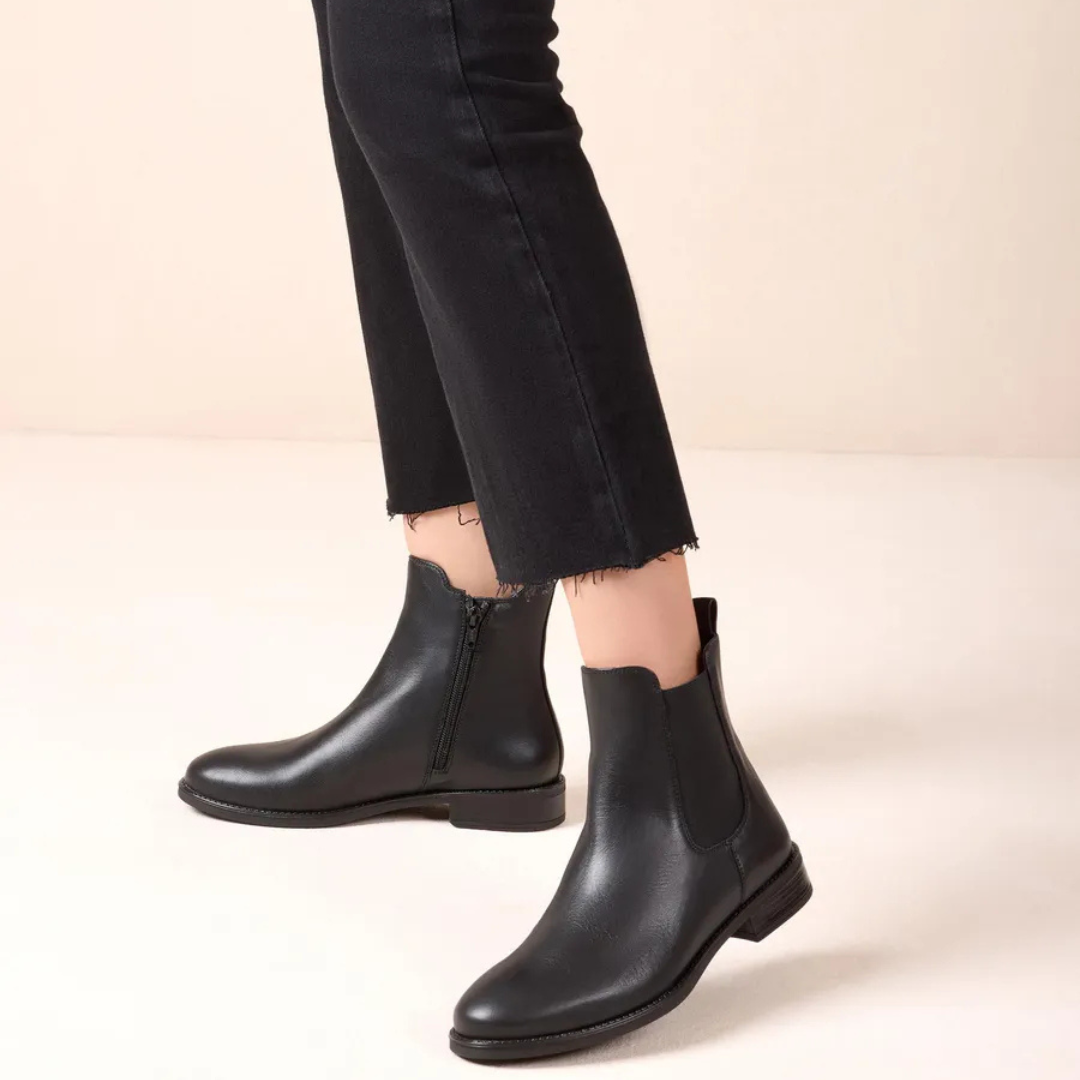 UNISA Black Leather Ankle Boot
