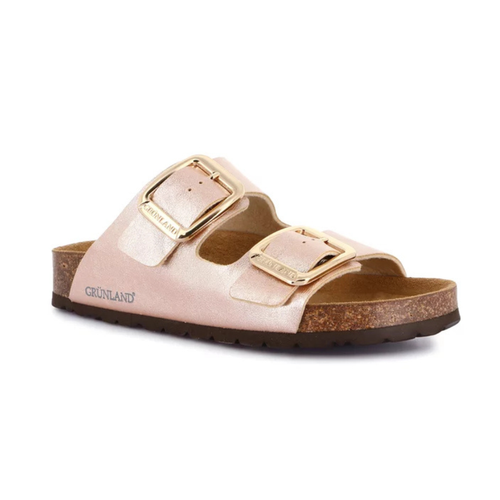 GRUNLAND Ciabatta ENNY Laminata con Maxi-Fibbie Cipria