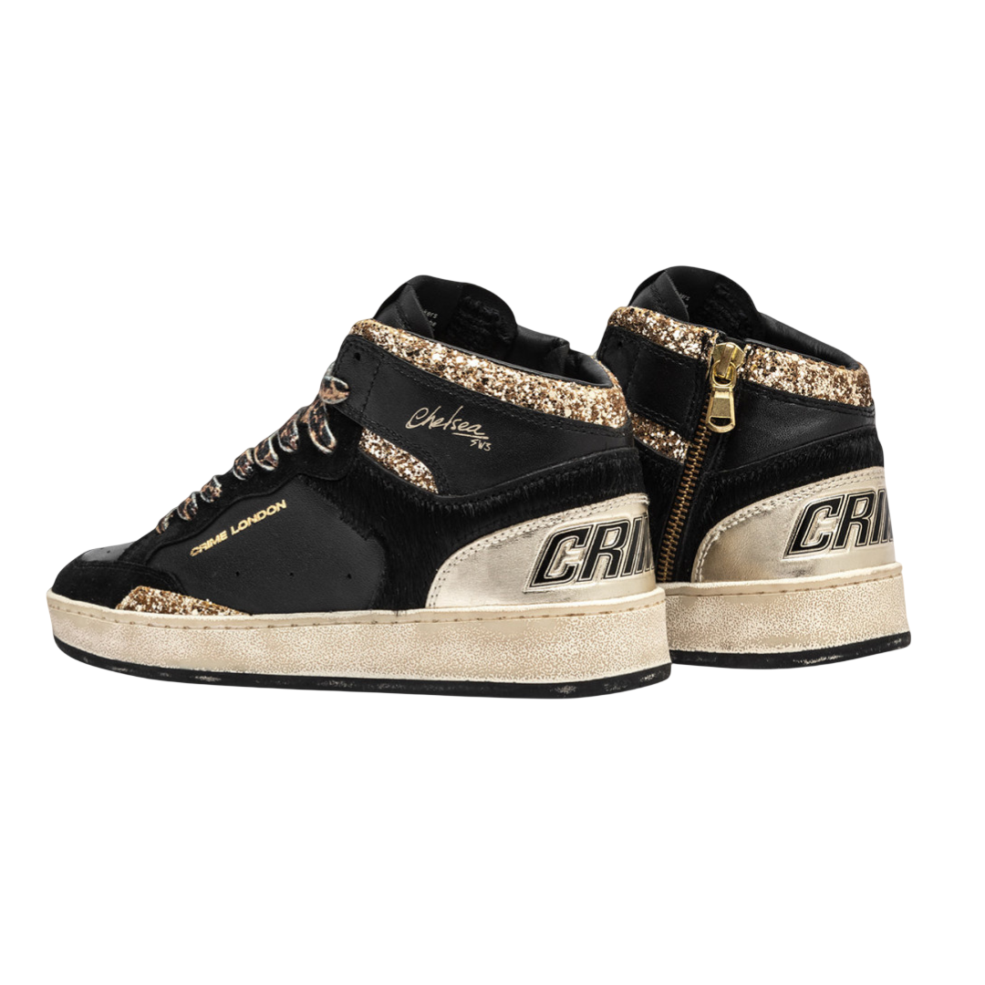 CRIME LONDON SNEAKER CHELSEA HIGH MIDNIGHT GOLD