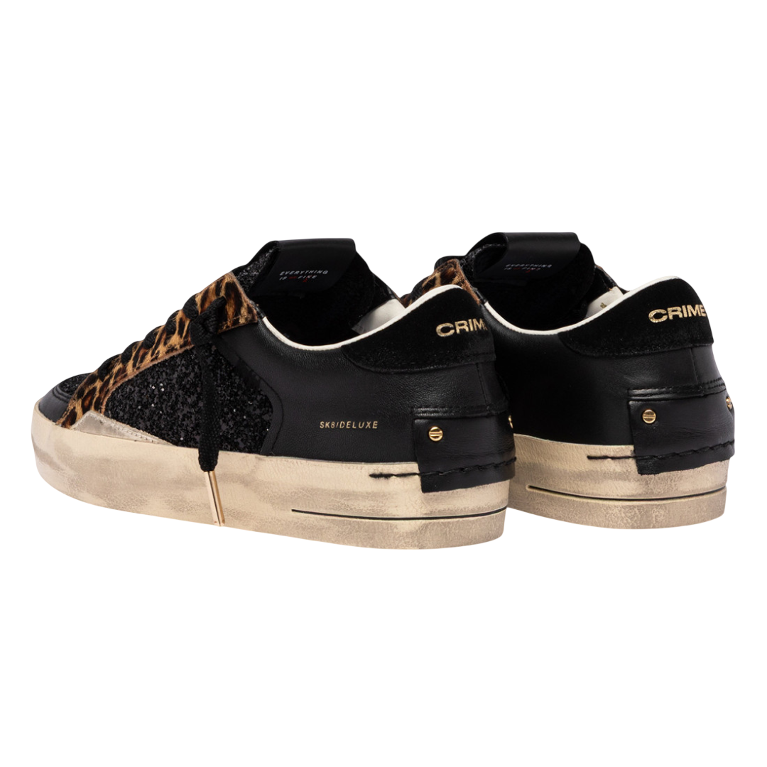 CRIME LONDON SNEAKER SK8 DELUXE BLACK CHEETAH
