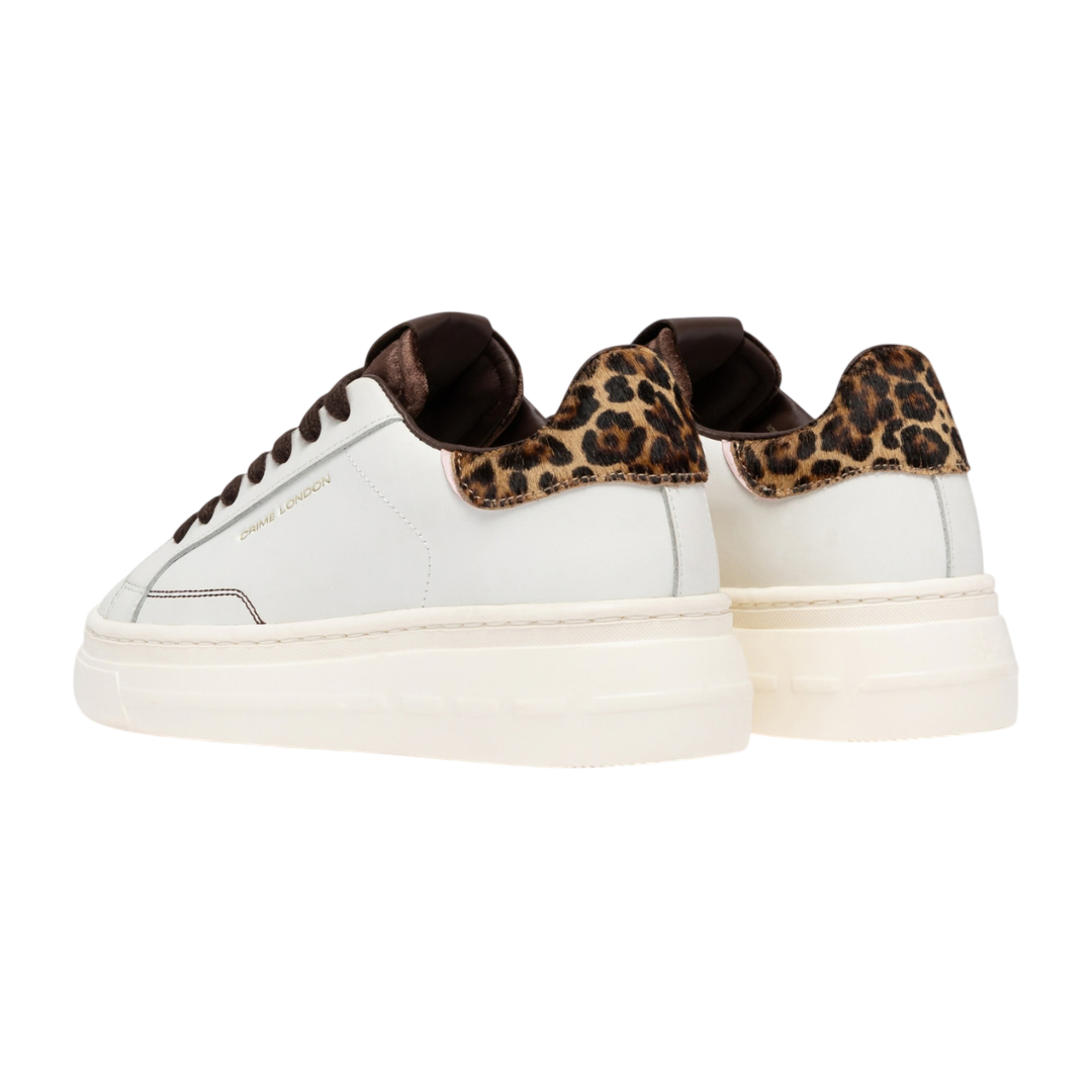CRIME LONDON New Elevate White Cheetah Sneaker