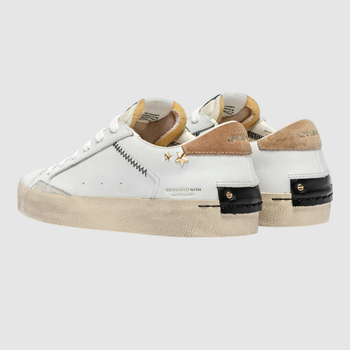 CRIME LONDON SNEAKER DISTRESSED WHITE AMBER
