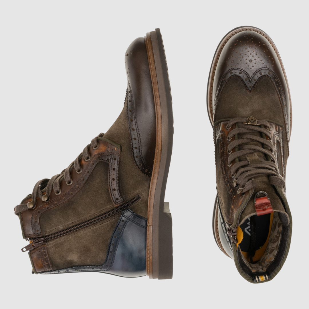 AMBITIOUS POLACCHINI BTR Brogue Boots MUSK COMBI