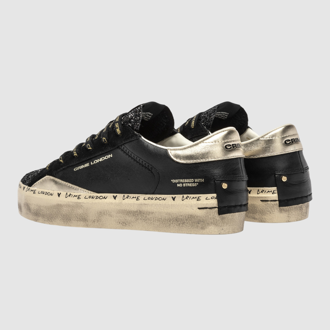 CRIME LONDON SNEAKER DISTRESSED PLATFORM BLACK DUSK