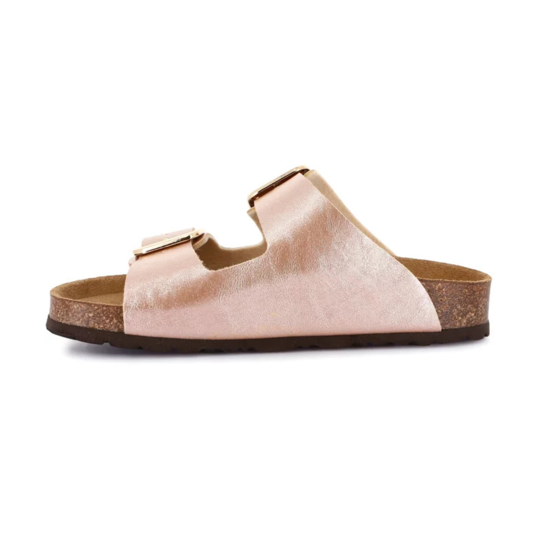 GRUNLAND Ciabatta ENNY Laminata con Maxi-Fibbie Cipria