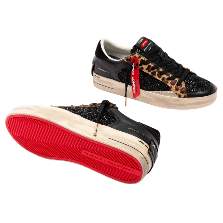 CRIME LONDON SNEAKER SK8 DELUXE BLACK CHEETAH