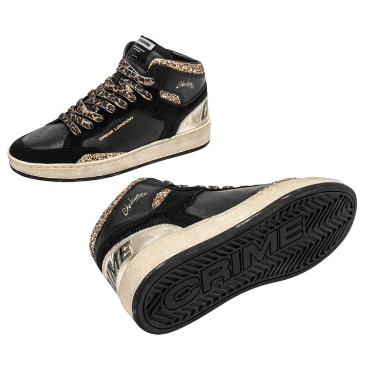 CRIME LONDON SNEAKER CHELSEA HIGH MIDNIGHT GOLD