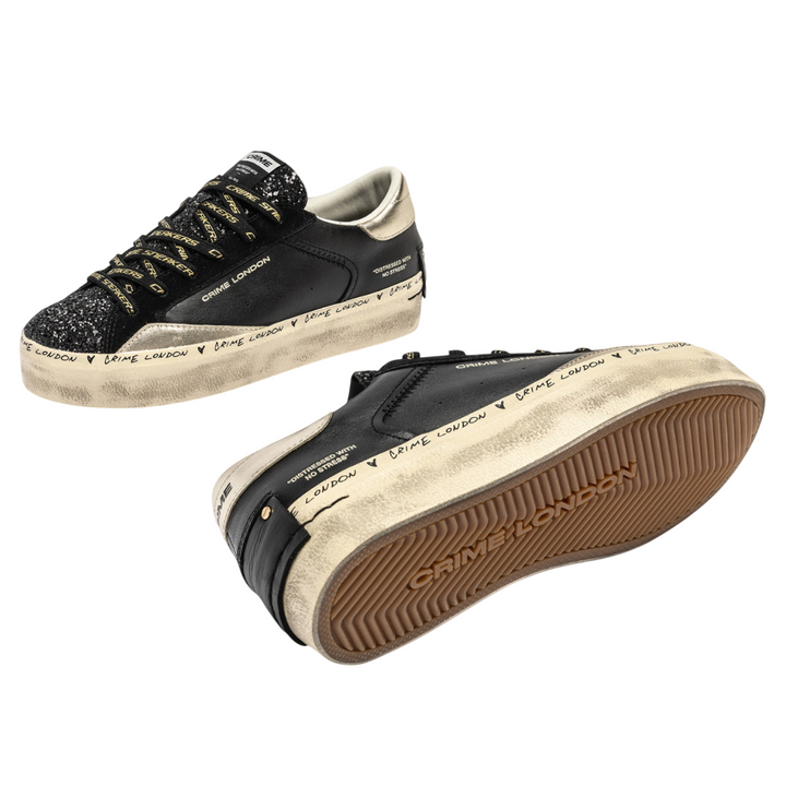 CRIME LONDON Sneaker Distressed Platform Black Dusk