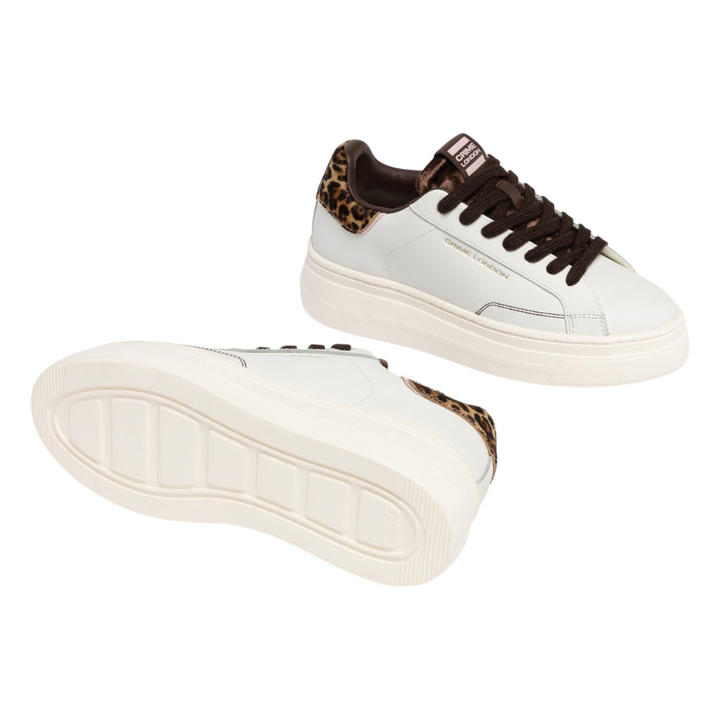 CRIME LONDON New Elevate White Cheetah Sneaker