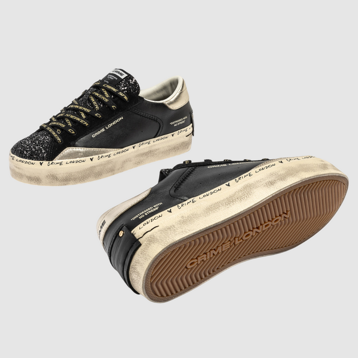CRIME LONDON SNEAKER DISTRESSED PLATFORM BLACK DUSK