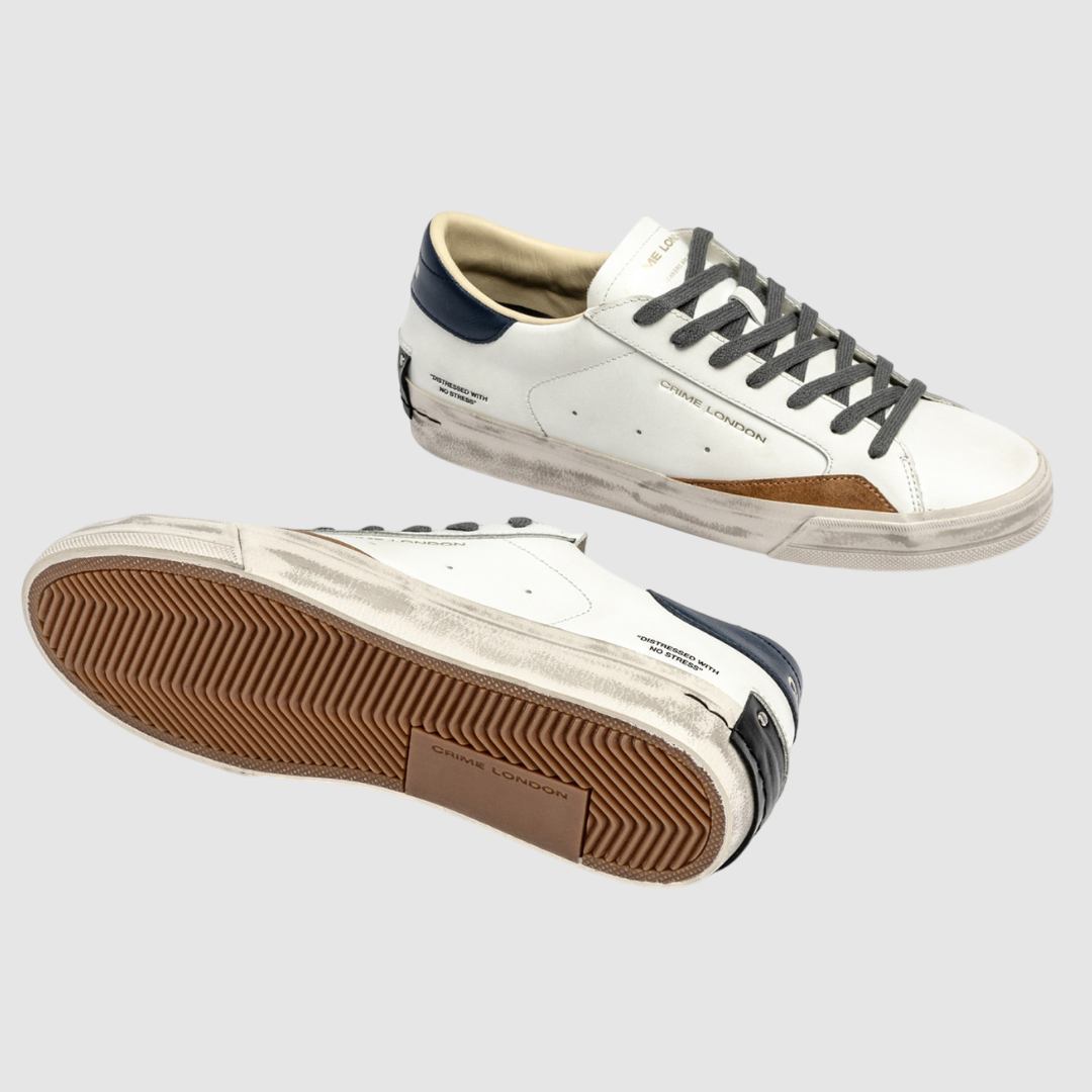 CRIME LONDON SNEAKER DISTRESSED BLUE AMBER