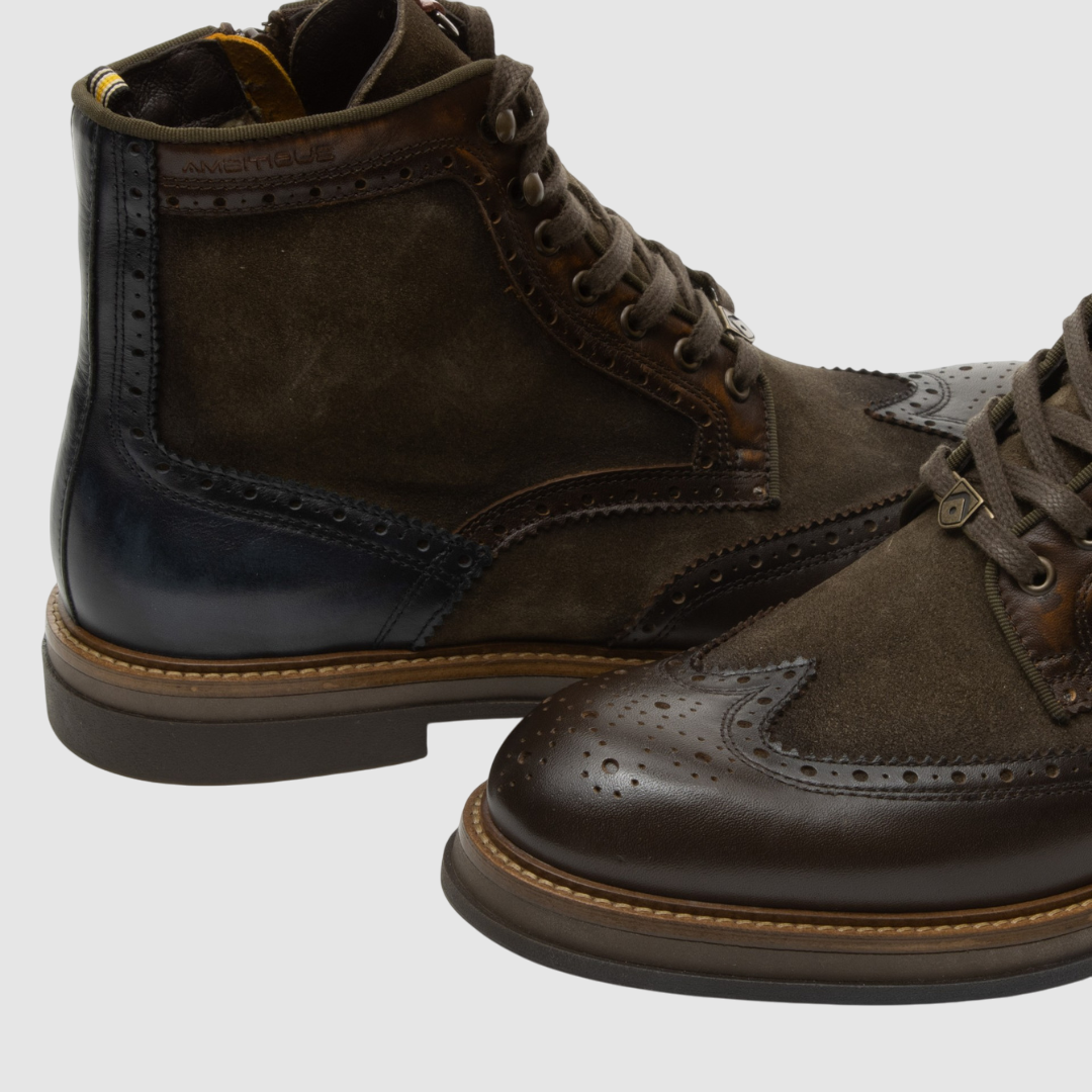 AMBITIOUS POLACCHINI BTR Brogue Boots MUSK COMBI