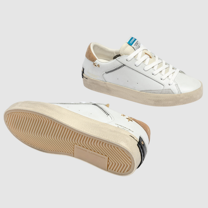 CRIME LONDON SNEAKER DISTRESSED WHITE AMBER