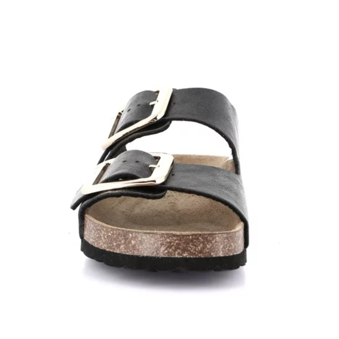 GRUNLAND Ciabatta ENNY Laminata con Maxi-Fibbie Nera