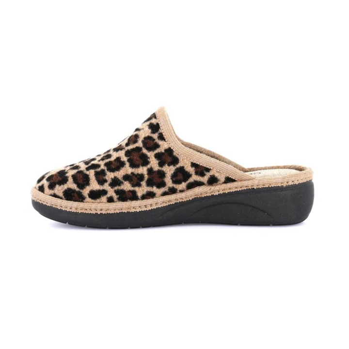 GRUNLAND Alme Ciabatta Tessuto Animalier Beige