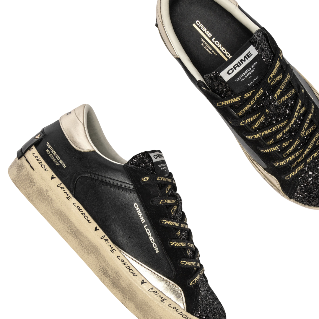 CRIME LONDON Sneaker Distressed Platform Black Dusk