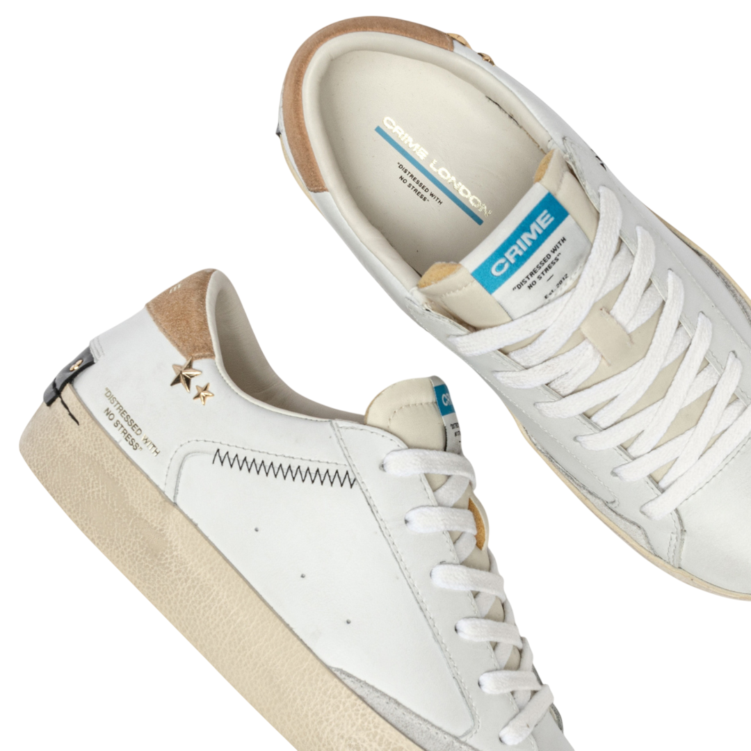 CRIME LONDON Sneaker Distressed White Amber