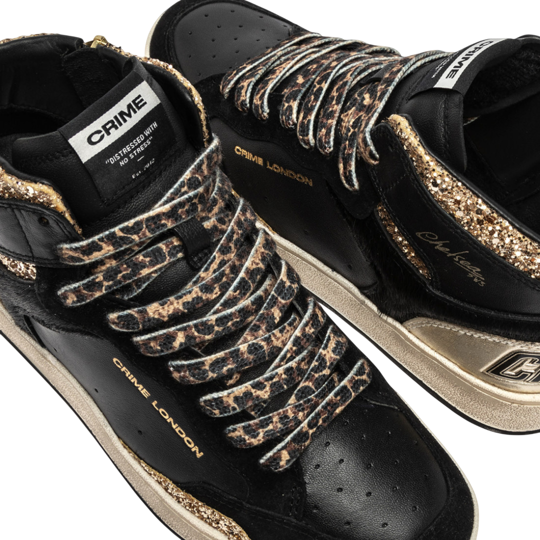 CRIME LONDON SNEAKER CHELSEA HIGH MIDNIGHT GOLD