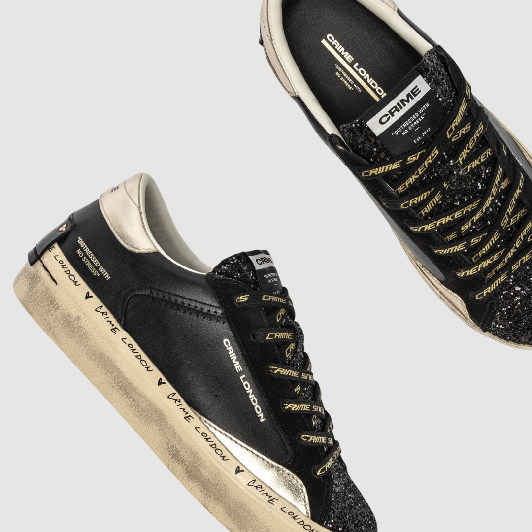 CRIME LONDON SNEAKER DISTRESSED PLATFORM BLACK DUSK