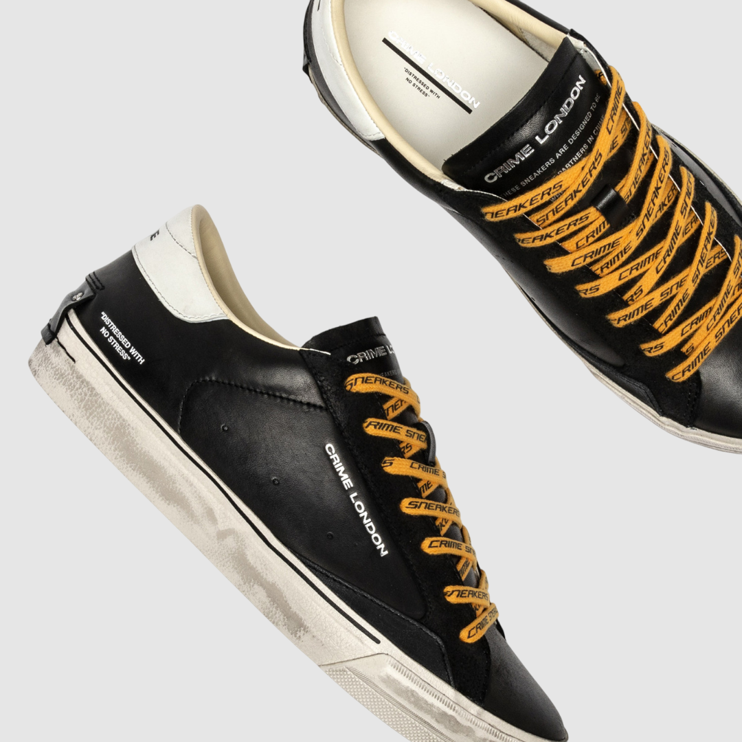 CRIME LONDON SNEAKER DISTRESSED DUSKY BLACK