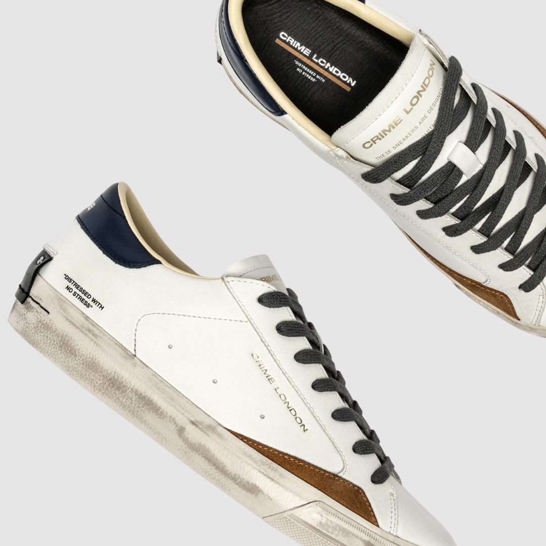 CRIME LONDON SNEAKER DISTRESSED BLUE AMBER