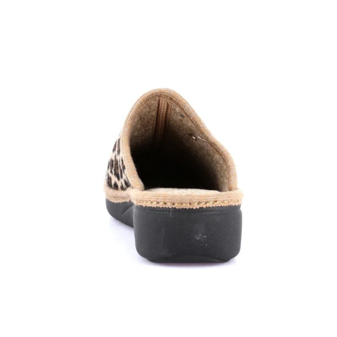 GRUNLAND Alme Ciabatta Tessuto Animalier Beige