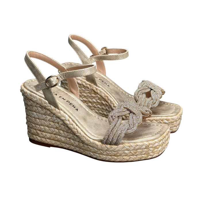 ALMA EN PENA Sandalo Zeppa Strass Gold