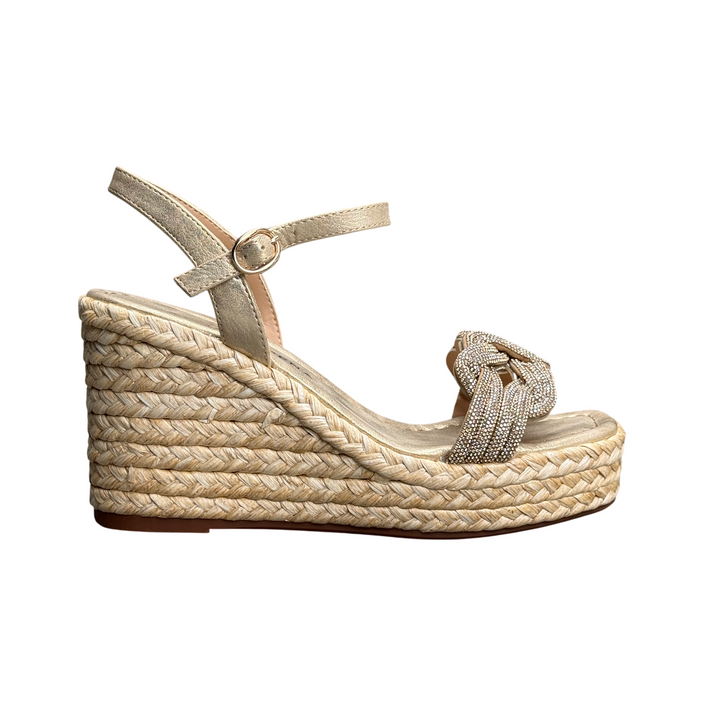 ALMA EN PENA Sandalo Zeppa Strass Gold