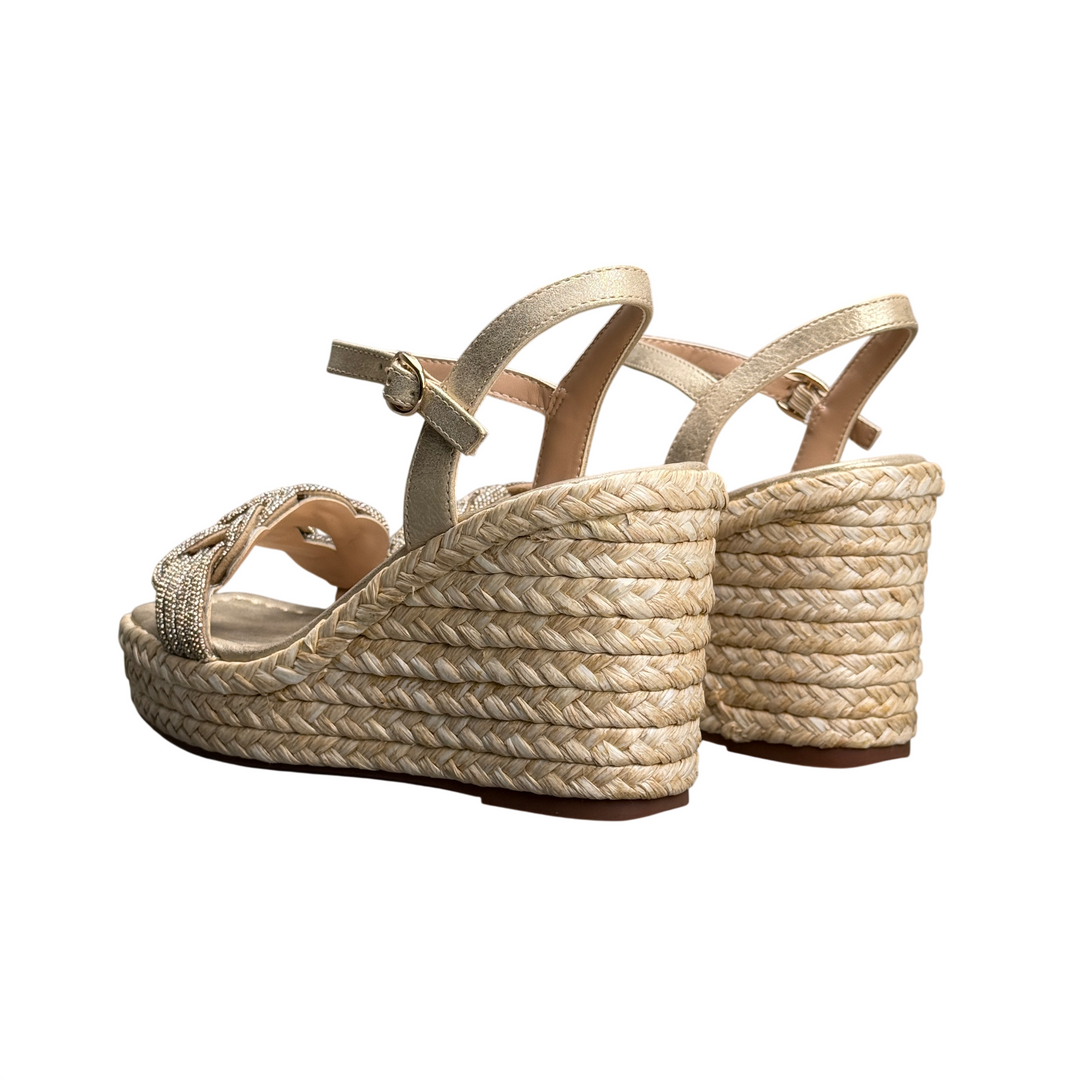 ALMA EN PENA Sandalo Zeppa Strass Gold