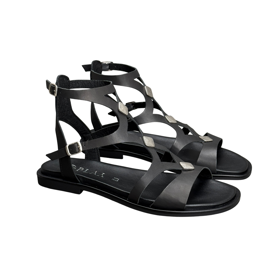 PLAY Sandalo Nero Due Fibbie