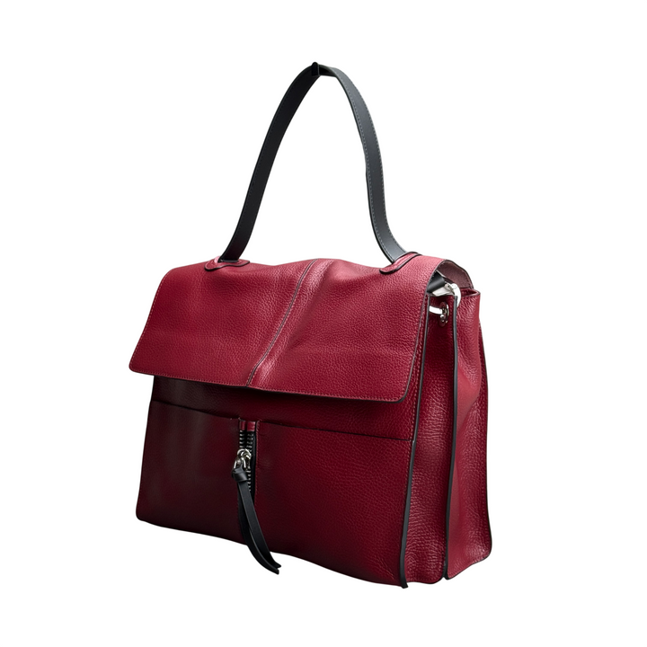 REBELLE Borsa a Spalla Clio Satchel L Pelle Oxblood