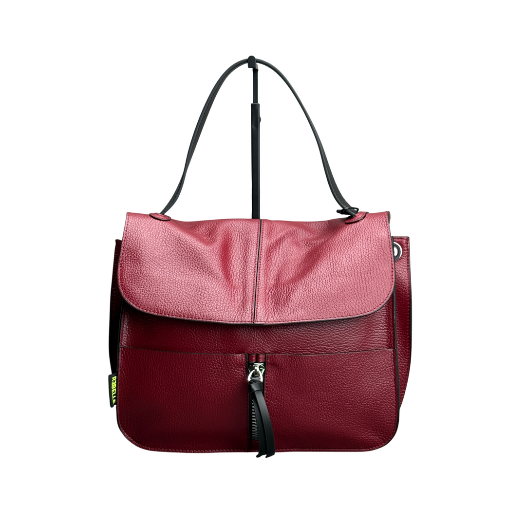 REBELLE Borsa a Spalla Carole Pelle Oxblood